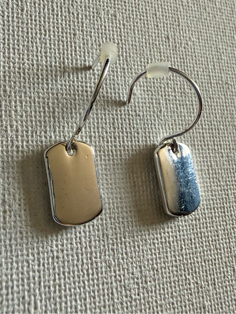 NEW Nordstrom Silver/Gold Tone Rectangular Tag Drop Earrings